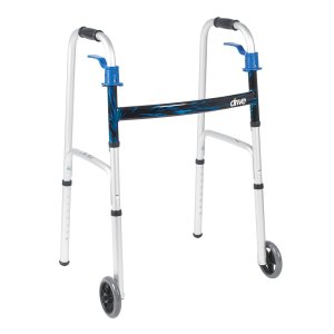 Drive Medical Deluxe Trigger Release Folding Walker with 5" Wheels - Supports up to 350 lbs